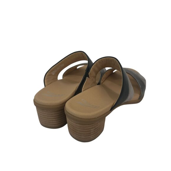 Dansko Womens Gray & Black Open-Toe Slide Sandals Size 38 Comfort Block Heels - Picture 8 of 16